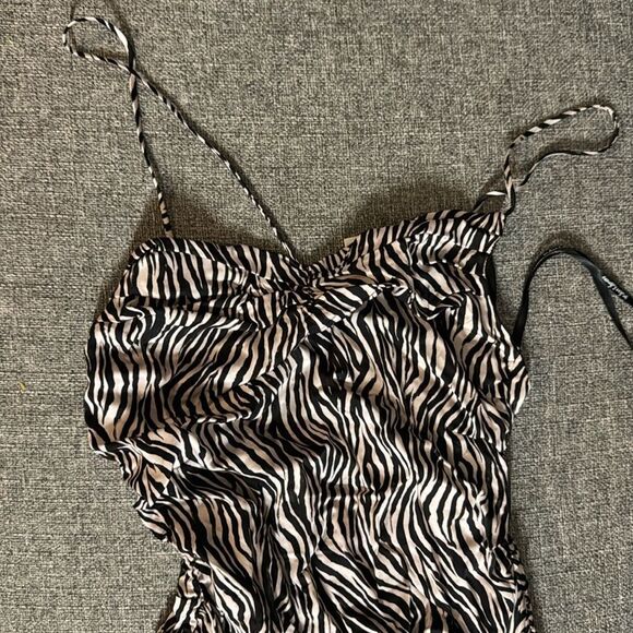 For Love And Lemons Black and White Asymmetrical Ruched Mini Dress - Picture 4 of 6